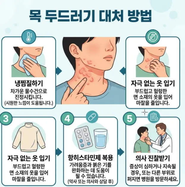 목에-발생한-알레르기성-두드러기-대처-방법