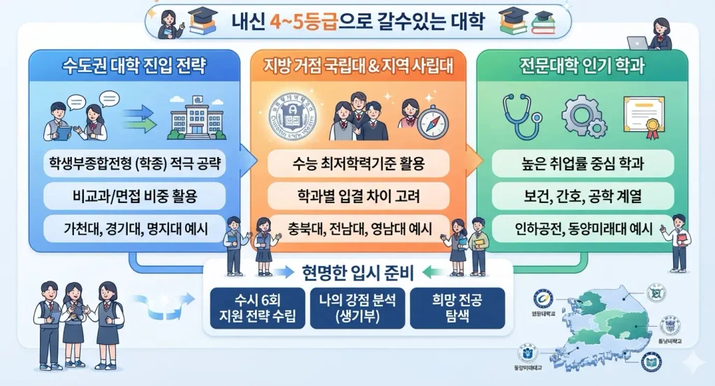 내신 4~ 5등급으로 갈수있는 대학